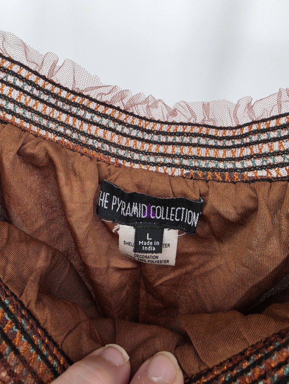 Pyramid Collection Patchwork Patches BoHo Festival Broom Witchy Maxi Skirt L - Picture 4 of 5